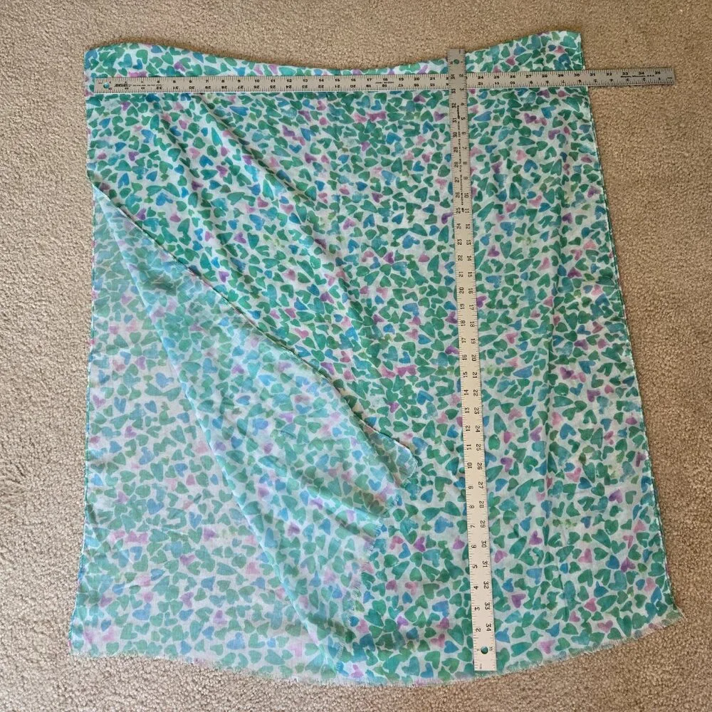 NWOT Heart Scarf Lightweight Green, Turquoise, and Lavender